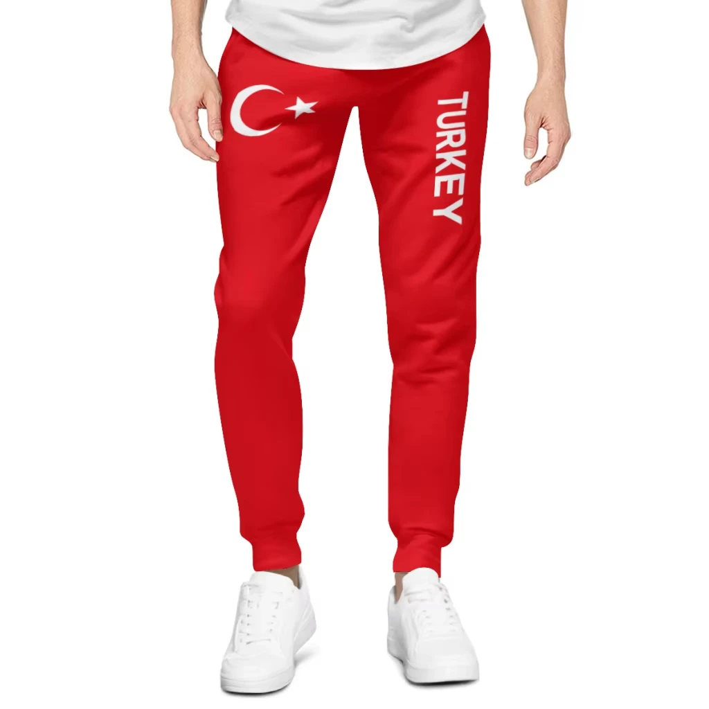 

Turkey National Flag Sweatpants Vertical TURKEY Letter Print Drawstring Joggers Unisex Sport Casual Outdoor Fan Daily Trousers