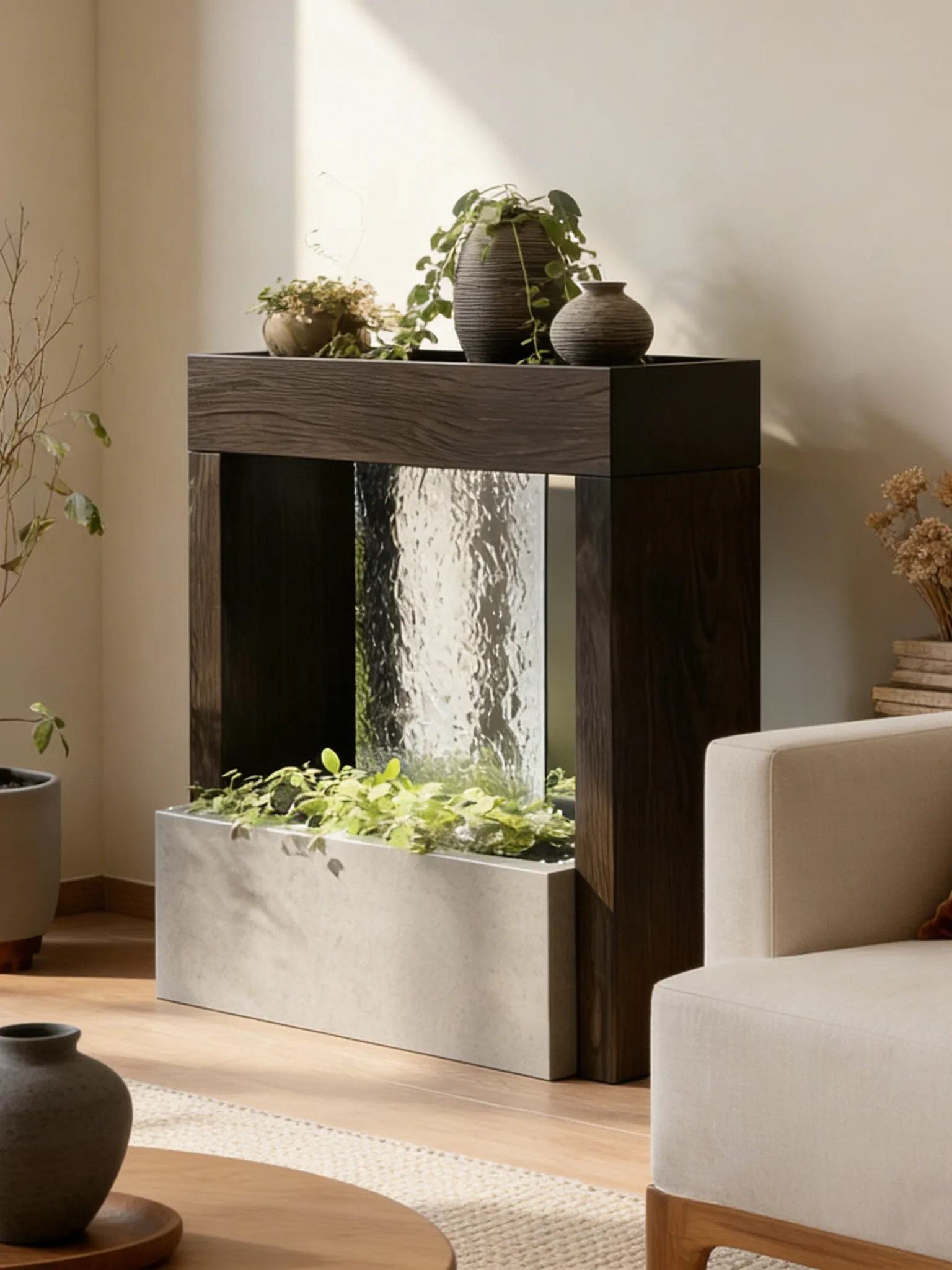 Modern simple flowing water ornament, living room decoration,circulating flowing water, indoor landscaping entrance