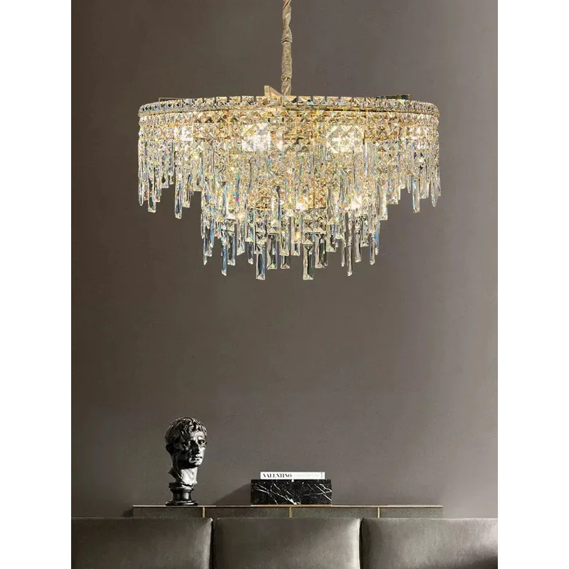 

European Luxury K9 Crystal Lamp Postmodern Suitable For Villa Living Room Gloss Chandelier Restaurant Home Decor Ceiling Light