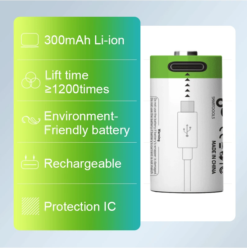 Cr123a 3.7v rechargeable lithium-ion battery USB CR17345 for fast charging of laser indicator LED flashlight battery+c cable