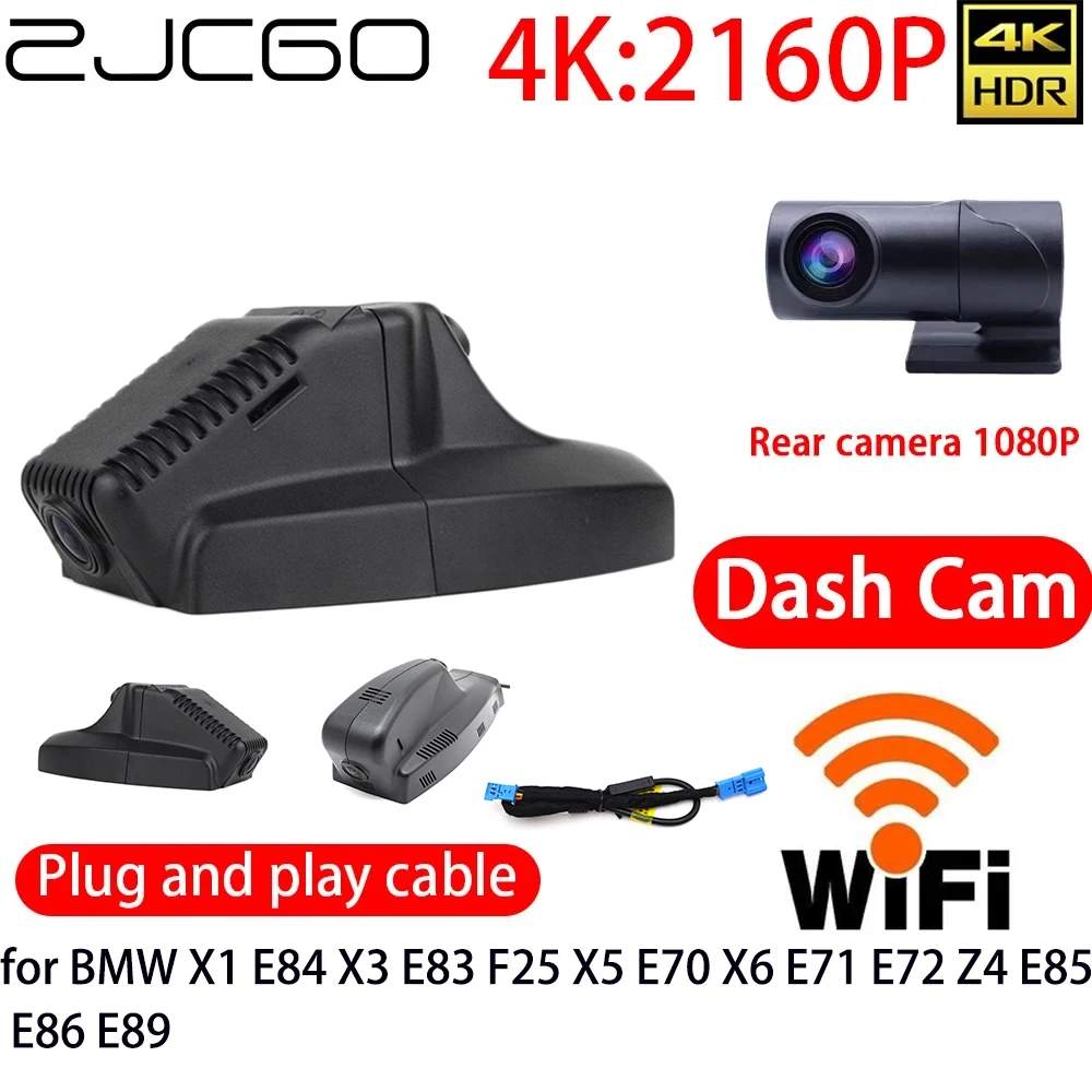 ZJCGO 4K Car DVR Dash Cam Wifi Front Rear Camera 24h Monitor for BMW X1 E84 X3 E83 F25 X5 E70 X6 E71 E72 Z4 E85 E86 E89