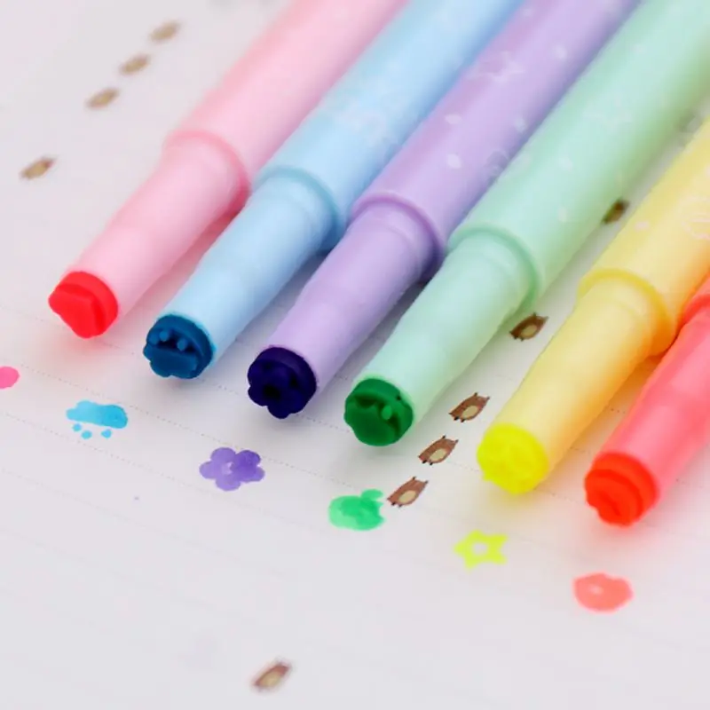 1PC Candy Color Seal Pen Tip Highlighter Cloud, Flower, Red Lip, Star, Heart Seal Highlighter Drawing Marker Children Gift