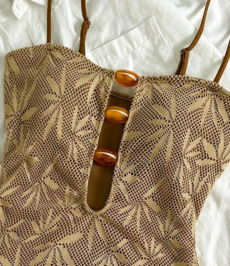 Sexy One Piece Swimsuit 2026 Women Leaves Hollowed-out Push Up Monokini Swimwear Bathing Suits Bohemia Bodysuit Swimming Suit - view 3
