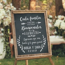 Welcome Mirror Decor Wedding Welcome Sign Custom Names Date Stickers For Wedding Spanish Family History Wedding Wall Stickers