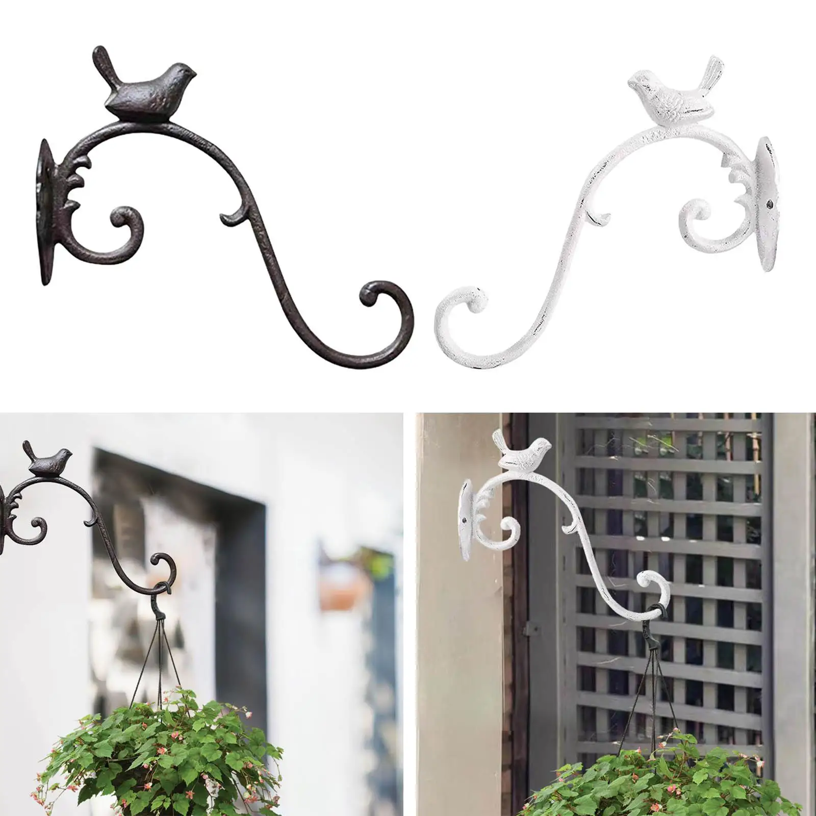 Cast Iron Bird Statue Wall Plant Hanger Length 25cm Decorative Garden Decoration for Wind Chimes, Lantern Hanging Accessories