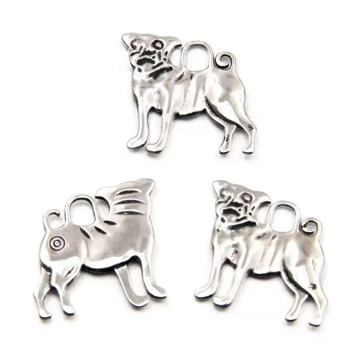 

10pcs 20mm Tibetan Silver color Zinc Alloy Charm Dog Pug DIY handmade HWSY0118