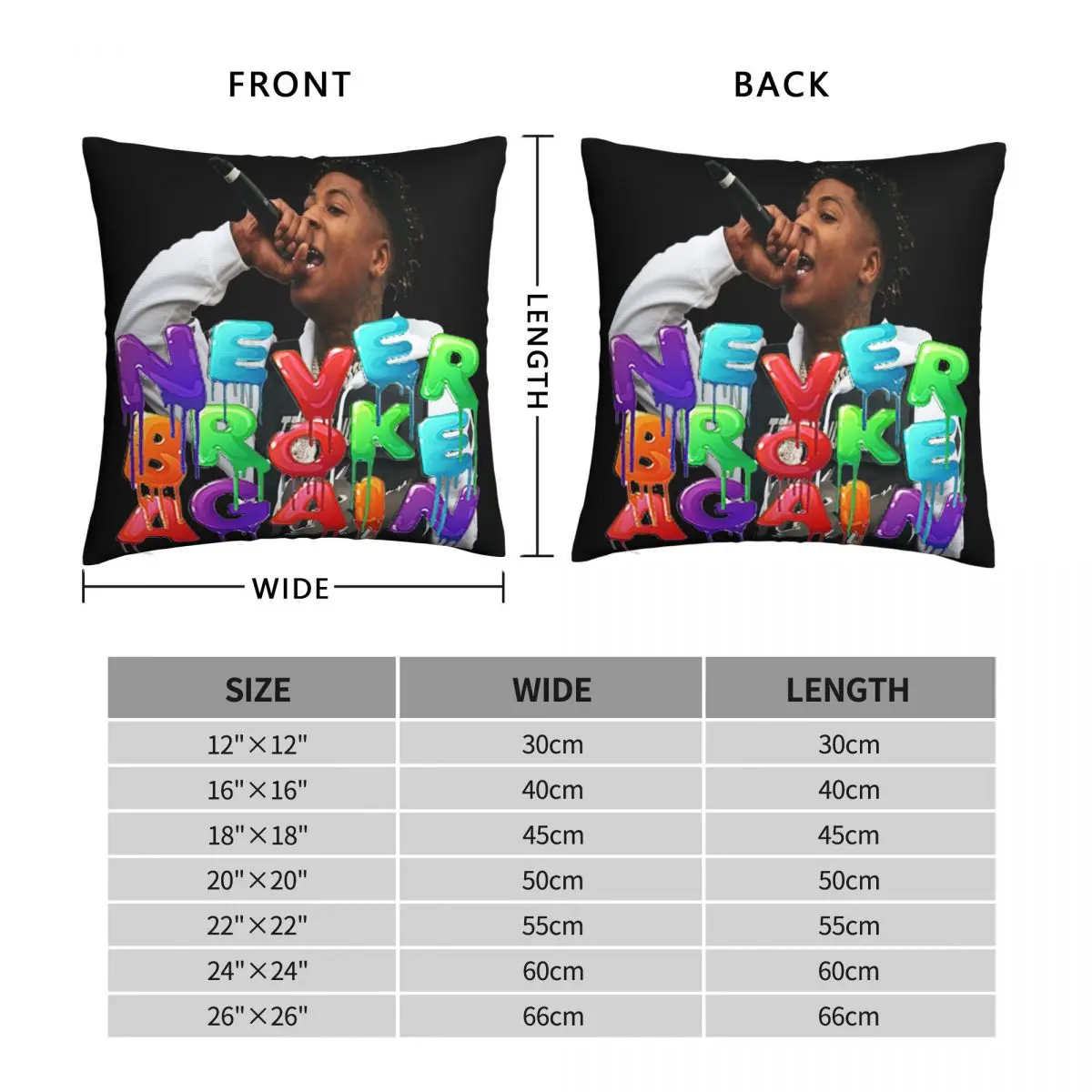 Youngboy Never Broke Again Pillowcase Polyester Linen Velvet Printed Zip Decor Throw Pillow Case Room Cushion Case