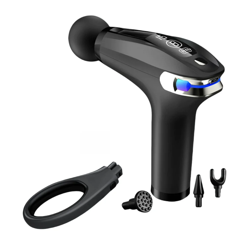 

Массажный пистолет для глубоких тканей, ударный массажный пистолет с удлиненной ручкой, ручной массажер, 8 скоростей, массажный пистолет с умными чипами