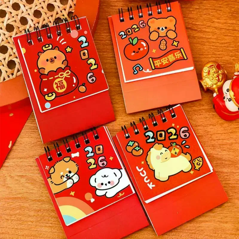 Mini calendario da tavolo per cartoni animati di Capodanno Calendario di moda carino Calendario tascabile portatile Programma Decorazione desktop Regali per studenti