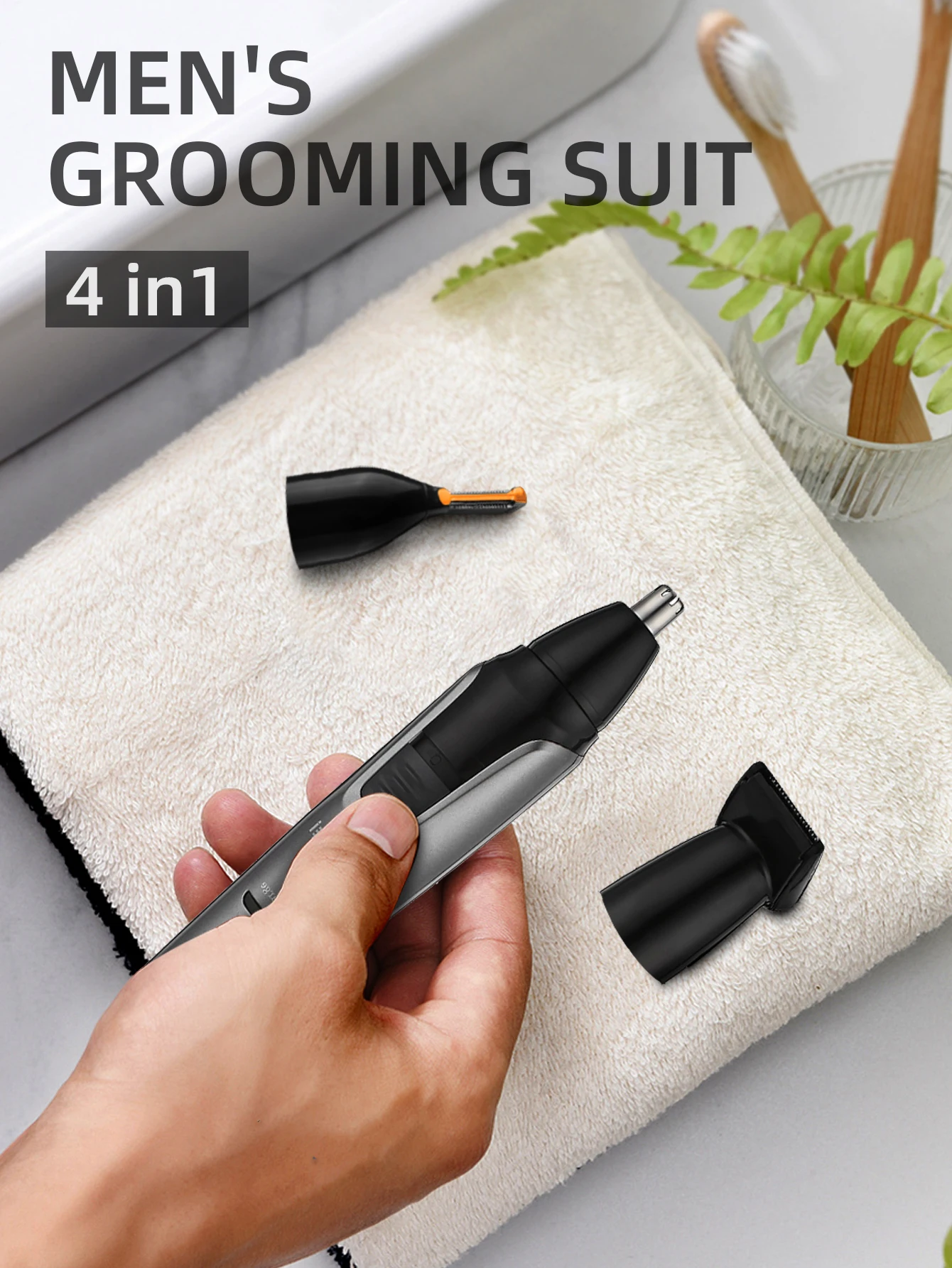 Kemei 3 in 1 Rechargeable Men's Nose Trimmer Beard Trimer Micro Shaver Eyebrow Nose Hair Trimmer for Nose And Ear Cleaner Set