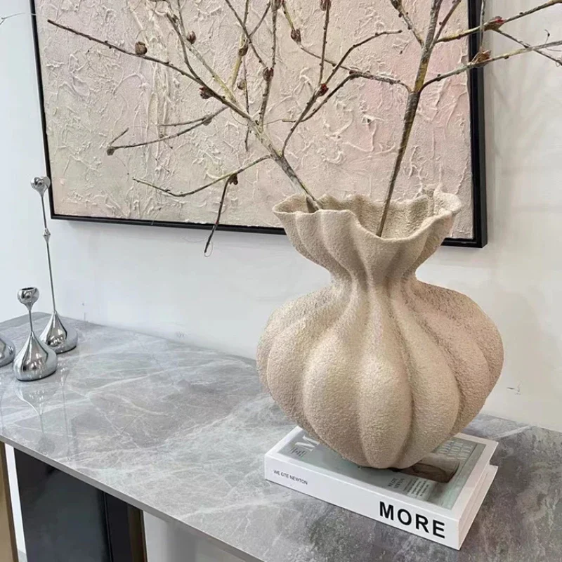 Ceramic Vase French Vintage Lace Flower Arrangement Accessories Flower Vase Ceramic Handicraft Ornaments Home Decoration