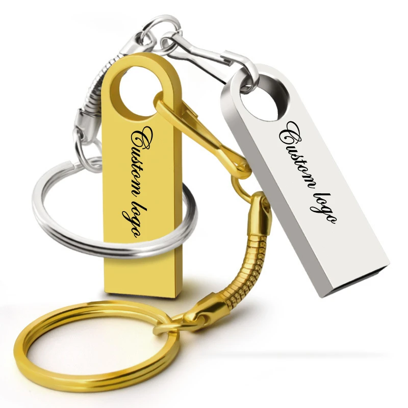 Free Custom Laser Engraving LOGO Color Metal Chain USB2.0 Flash Drive 4GB 8GB 16GB 32GB 64GB 128GB