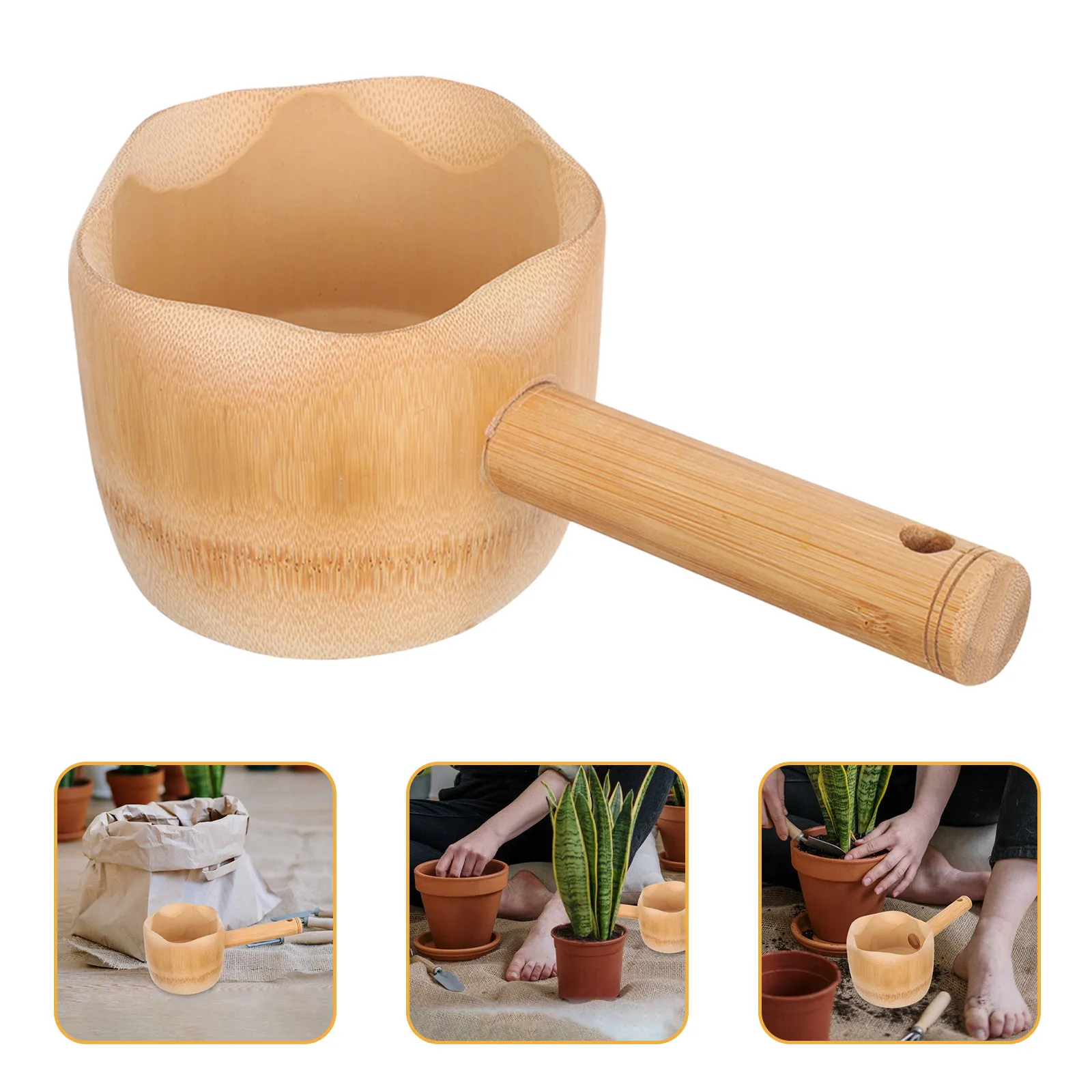Bamboo Water Ladle Large Capacity Scoop for Gardening Kitchen Bath Hair Washing Outdoor Watering Housewarming Gift Solid