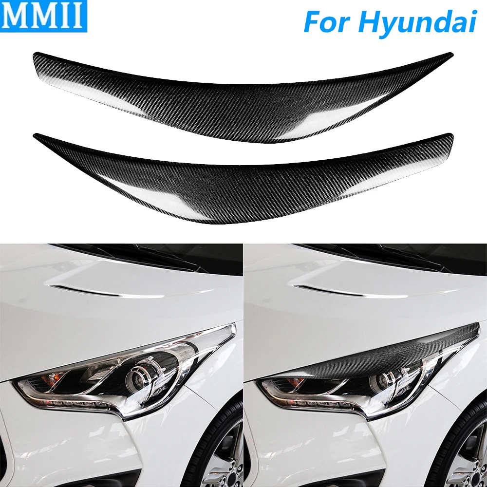 

For Hyundai Veloster 2011-2017 Real Dry Carbon Fiber Front Headlight Eyelid Eyebrow Cover Panel Trim Car Accessories Decoration