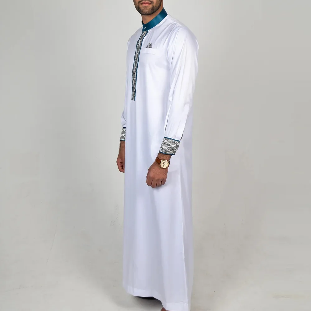 UNI Nieuwe Moslim Abaya Lange Mouw Geborduurd Gewaad Etnische Stijl Dubai Arabische Gewaad Midden-Oosten Kleding Thobe Kaftan voor Mannen