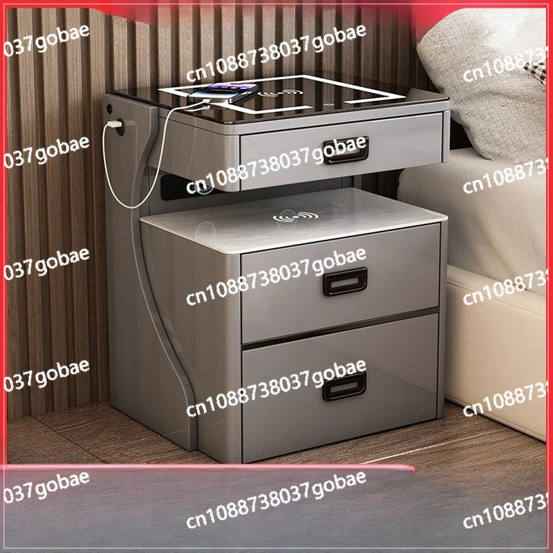 Smart bedside table integrated hidden wireless charging USB small light luxury bedside table