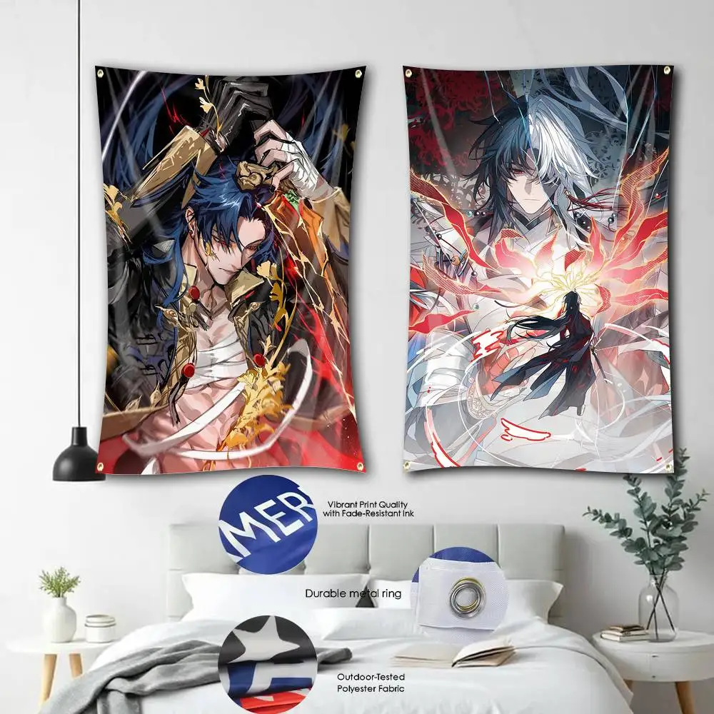 

Game HSR Mortenax B-Blade Flag Tapestry Banner for Bedroom Living Room Outdoor Camping Custom Supported