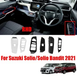 For Suzuki Solio/Solio Bandit 2021 2022 Stainless Steel front door armrest window lift button glass control swtich panle cover