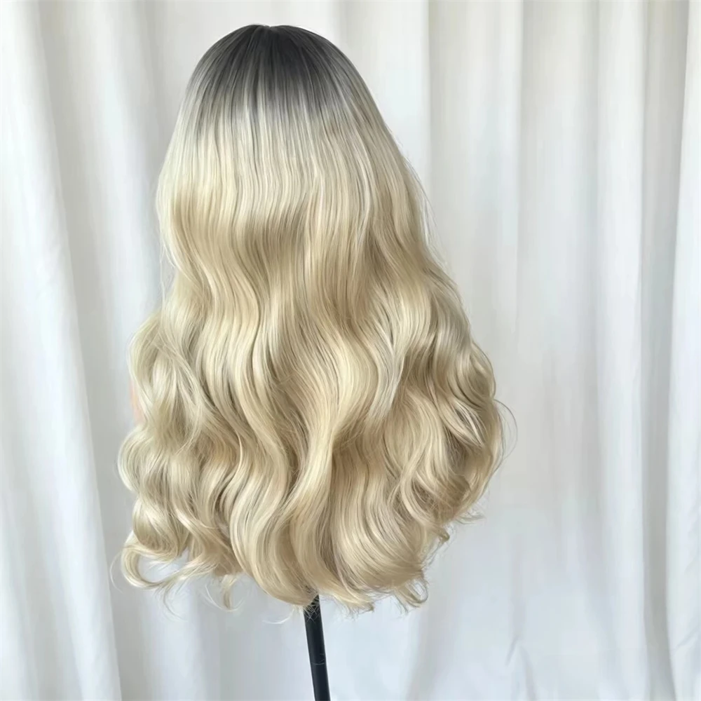 Party Daily Cosplay Wig Ombre Blonde Synthetic HD Lace Front Wig for Women Heat Resistant Fiber Wigs Natural Preplucked Hairline