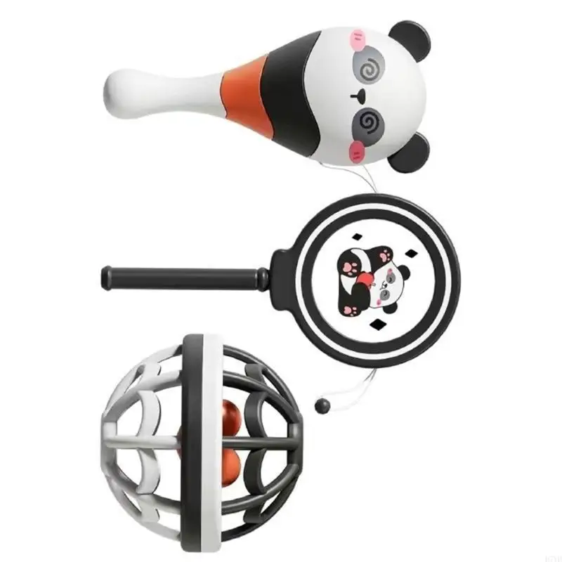 D7YD Baby Cartoon Panda Rattle Toy Plush Instrumento Musical Recém -nascidos Presente