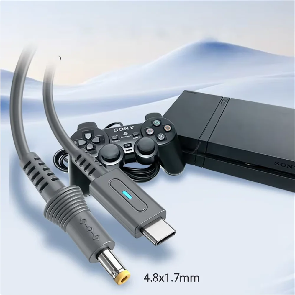 1.8m Type C 45W PD Charge Cable for PS One Sega Mega Drive 2 PS2 7W USB C Gaming Power Supply Cord Charging Game Controller Wire