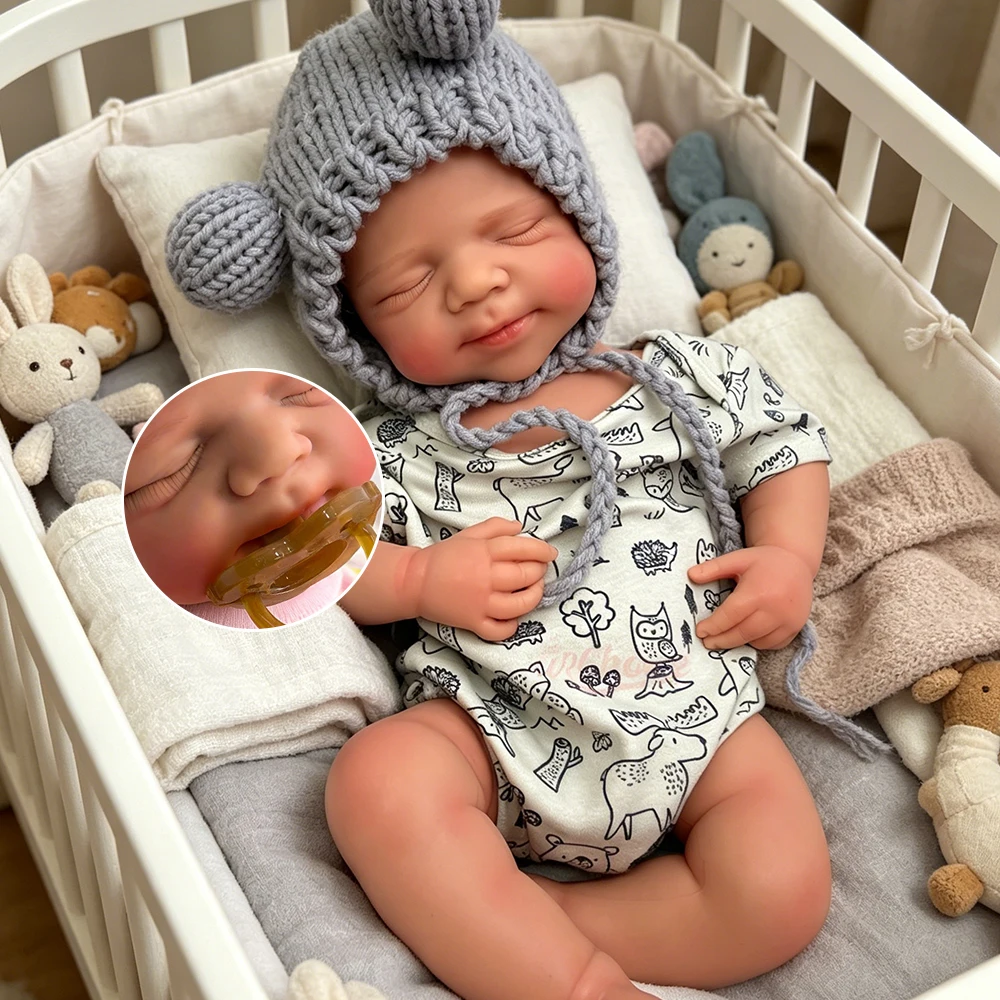 20Inch Handmade Soft Touch Silicone Reborn Boy/Girl Can Use Pacifiers Exquisite Texture Details Doll for Christmas Gift