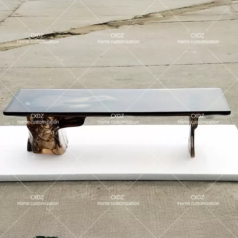 J816 Minimalist Transparent Resin Large Board Tea Table Office Light Luxury Crystal Coffee Table Dining Table Customization
