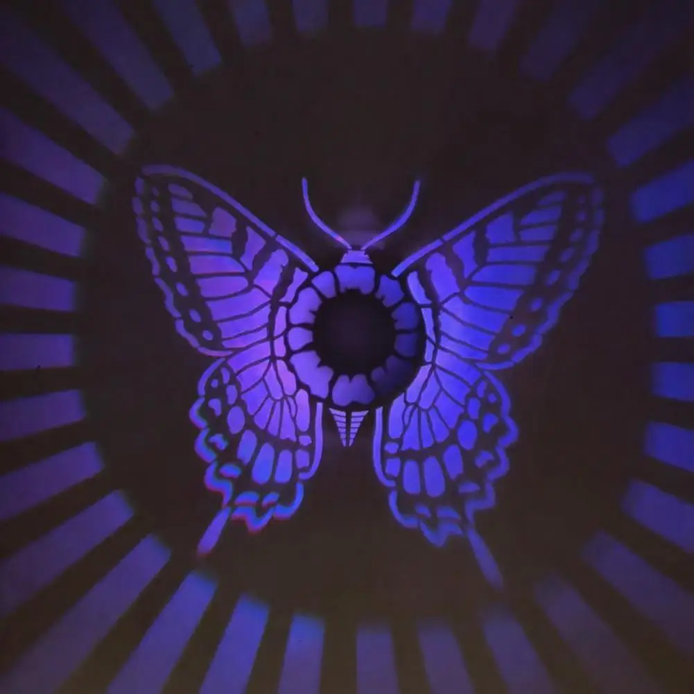 Exterior Backyard Pathway Illumination Solar Wall Lights with Color Changing Butterfly Projection Waterproof Outdoor for Garden
