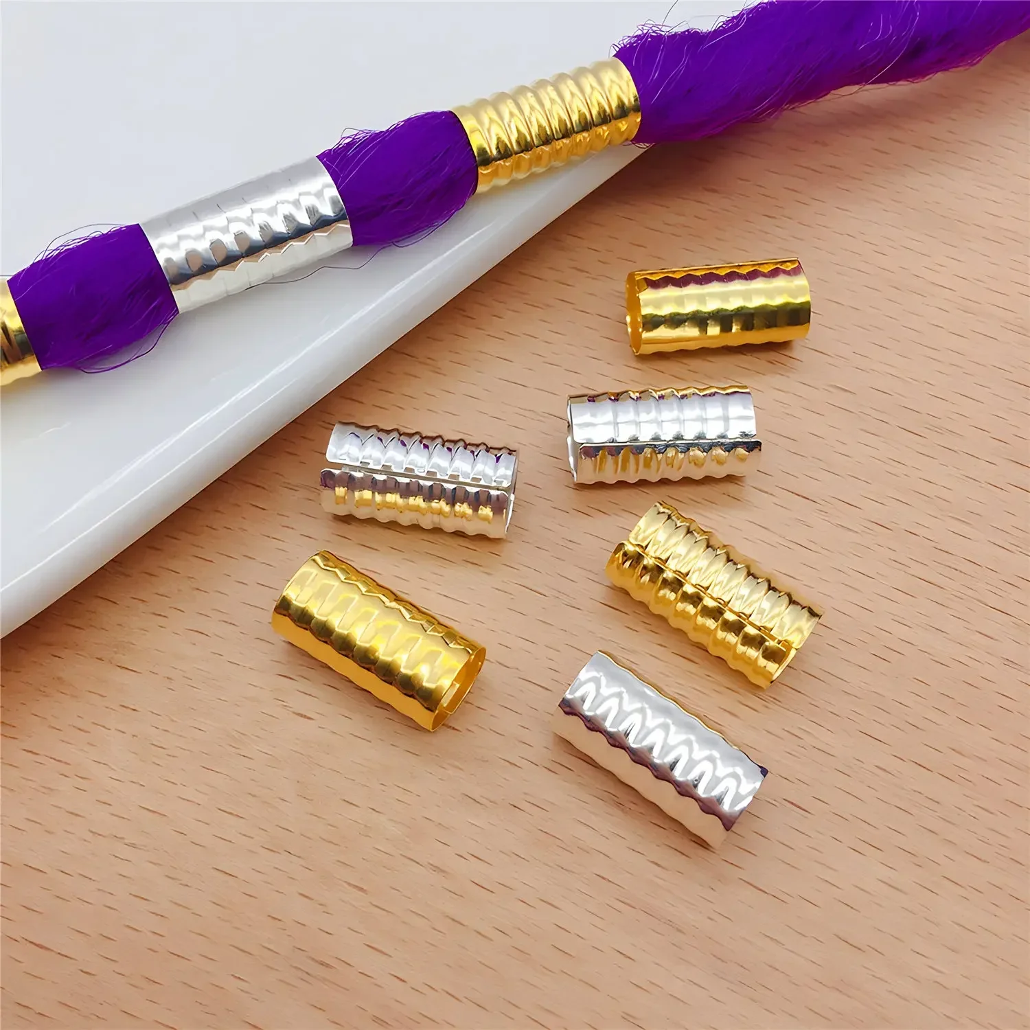 100pcs/lot Pencil Gold Silver Hair Metal Rings for Dreadlocks Braiding Hole Micro Ring Hair Jewelry for Braids