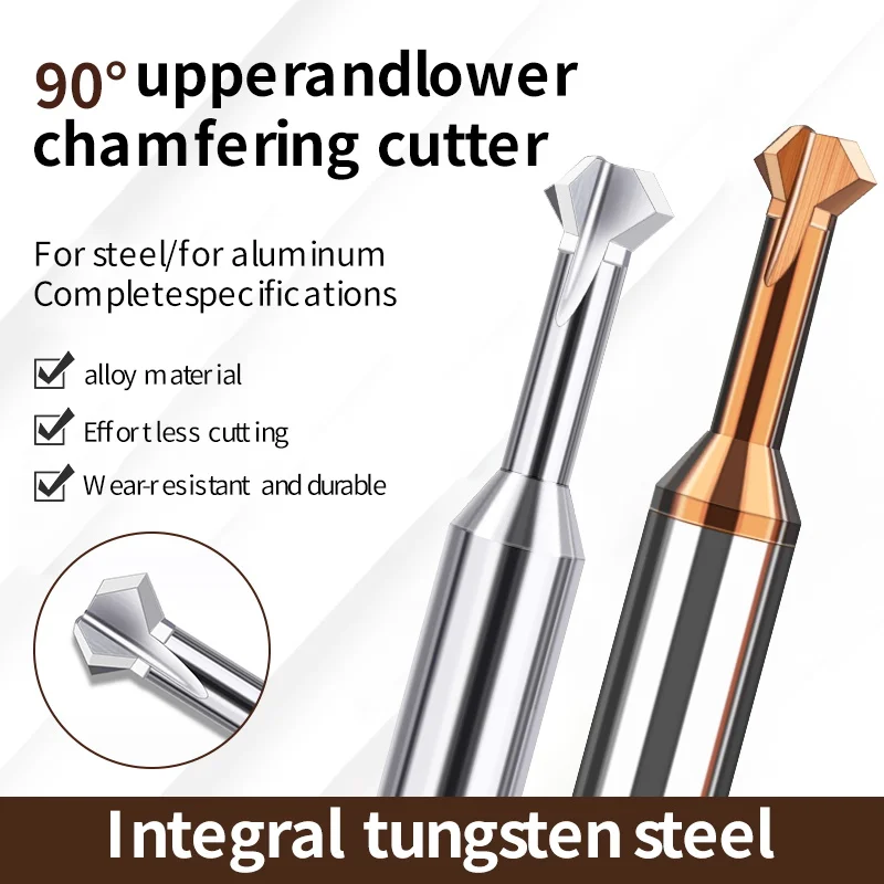 HRC55 60° 90° 120° Up And Down Chamfering Milling Cutter Tungsten Steel Carbide Chamfer Tools For Steels CNC Machining Endmills