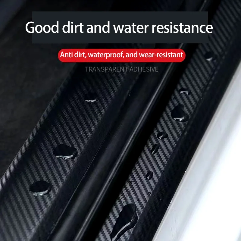 1 Roll 3D Carbon Fiber Car Sticker With Protective Strip Auto Threshold Rear-view Mirror Scratchproof Nanotape Waterproof