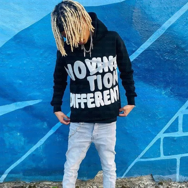 

Cross border fashion American street hip-hop letter printed hooded sweatshirt men's and women's autumn and winter top