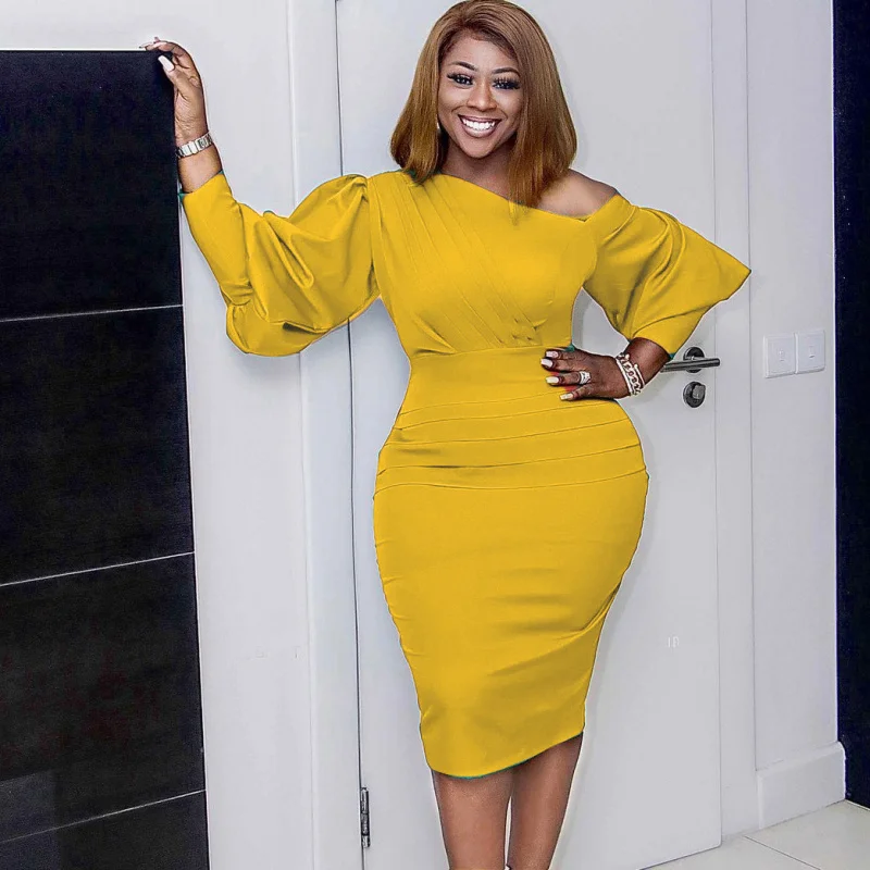 Zomer Europese en Amerikaanse off-shoulder bodycon potlood halflange professionele damesriem