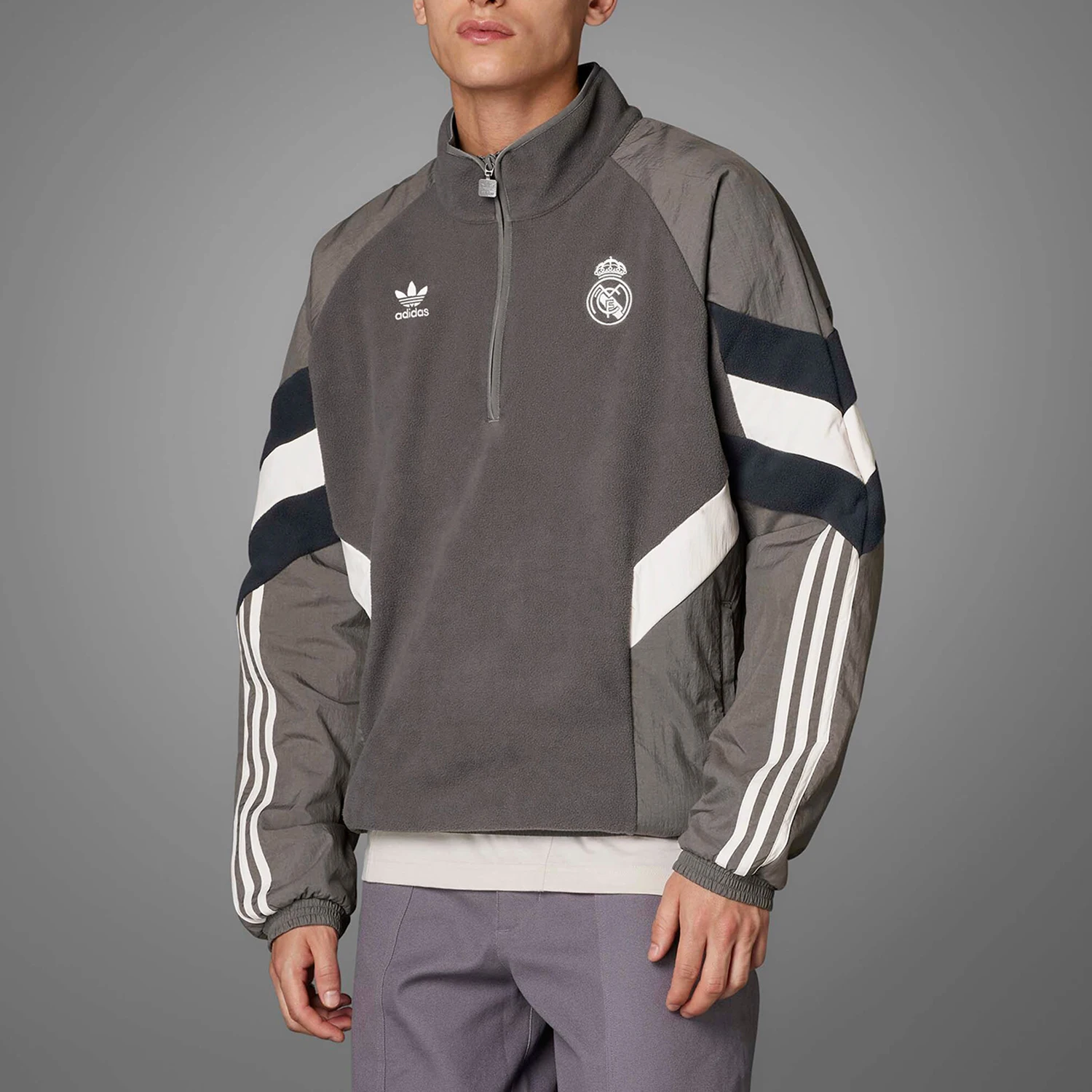

Adidas genuine Three Stripes Men's Patchwork Fleece Soccer Hoodie IM7464