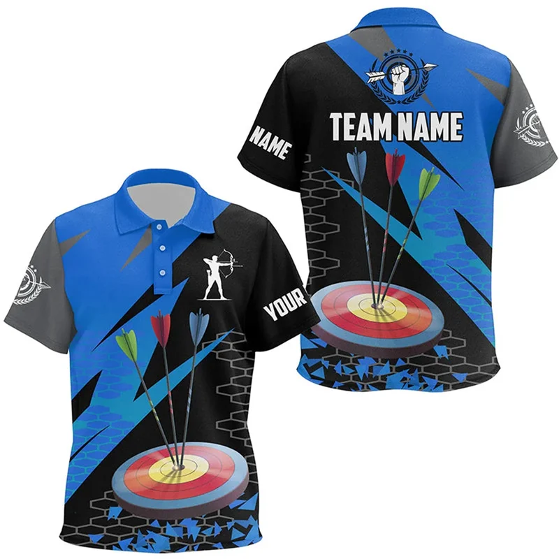 Outdoor Archery Polo Shirts For Men Novel 3D Print Graphic Loose Breathable Lapel Train Archery T-shirt Summer 2025 New Fashion
