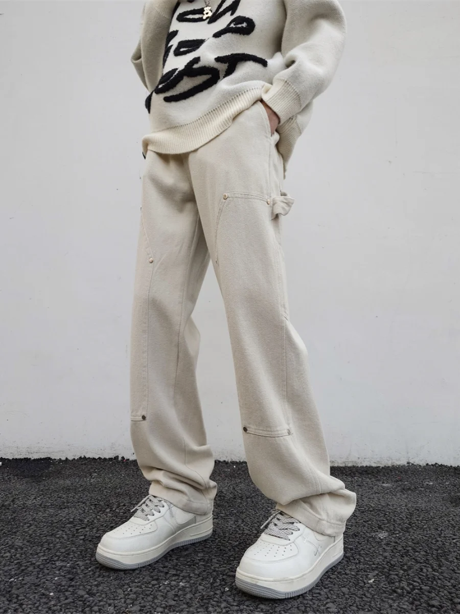 

American Sle Workwear Jeans Men's Women's Spring Autumn New Retro Wide Leg Casual Loose Straight Cut Jeans