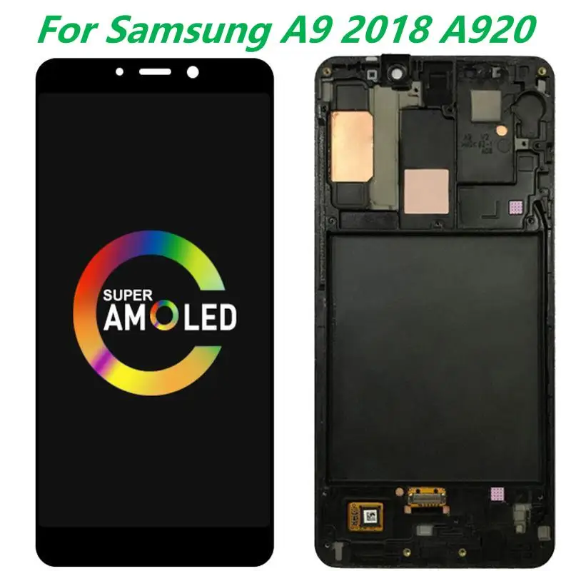 Original 6.3  Super AMOLED A920F LCD For Samsung Galaxy A9 2018 Display With Frame SM-A920F/DS LCD Touch Screen Parts