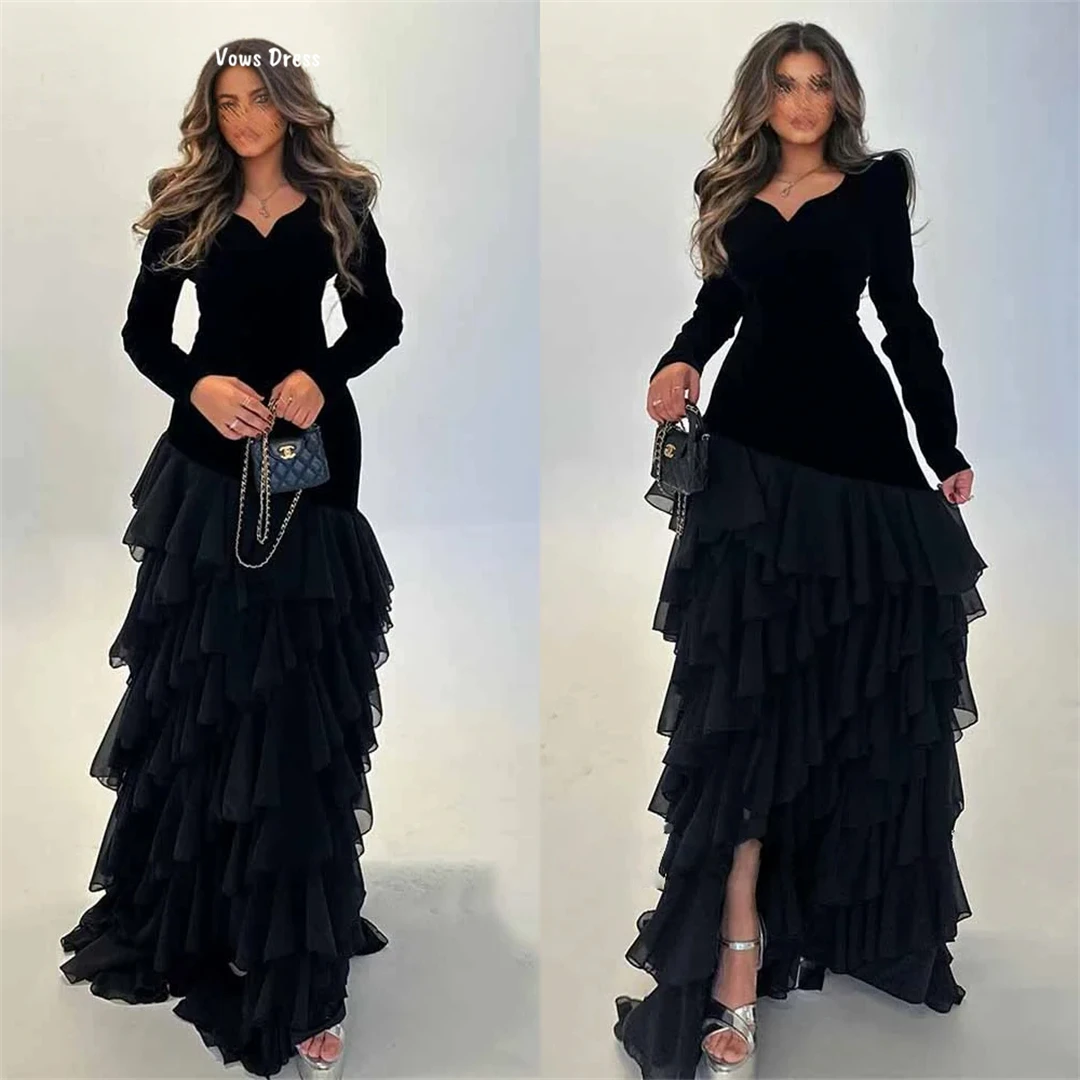 

Vows Dresses Gala Dress V-neck Women's Elegant Dresses for Special Event Line A Custom Made Black Luxurious Party Dress Prom