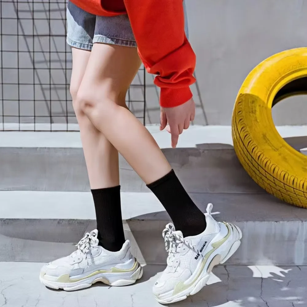 6-paar middenbuissokken voor heren effen kleur in wit en zwart streetwear harajuku mode ademende en casual sokken