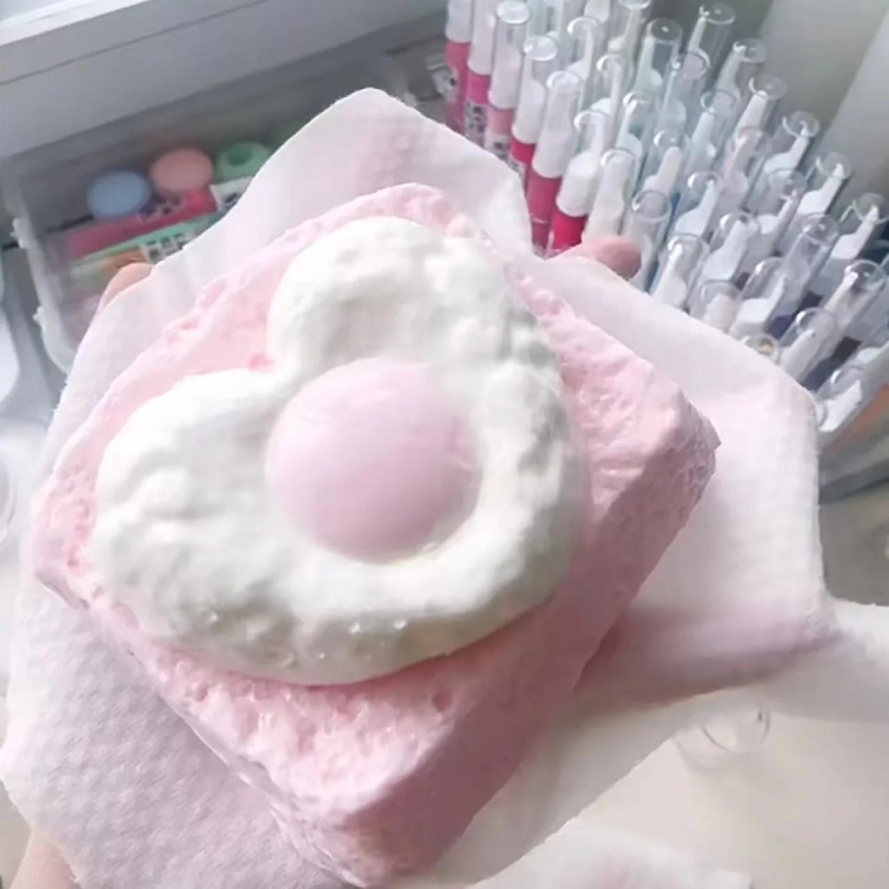 Giant Pink Heart Shaped Egg Squishy Toy – Large Size Soft Silicone-Like Stress Relief Squeeze Toy, Cute and Fun for Relaxation &