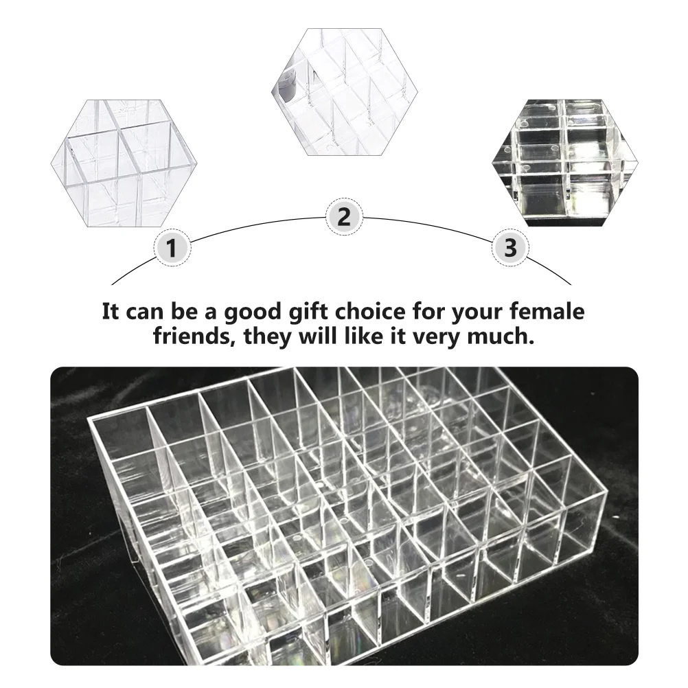 40 -Slot Afro Hair Braids Decoration Grid Lipstick Stand Clear Gloss Organizer Shelf Supports