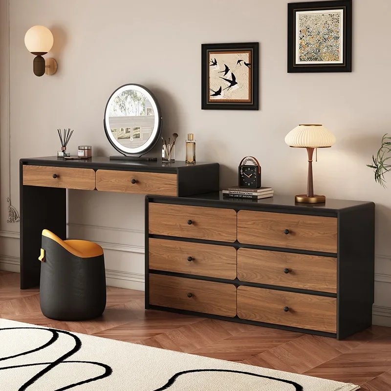 &Makeup Light Mirror Vanity Table 6 Drawer Luxury Storage Stool Modern Dressing Table Dresser Cabinet Bedroom Furniture