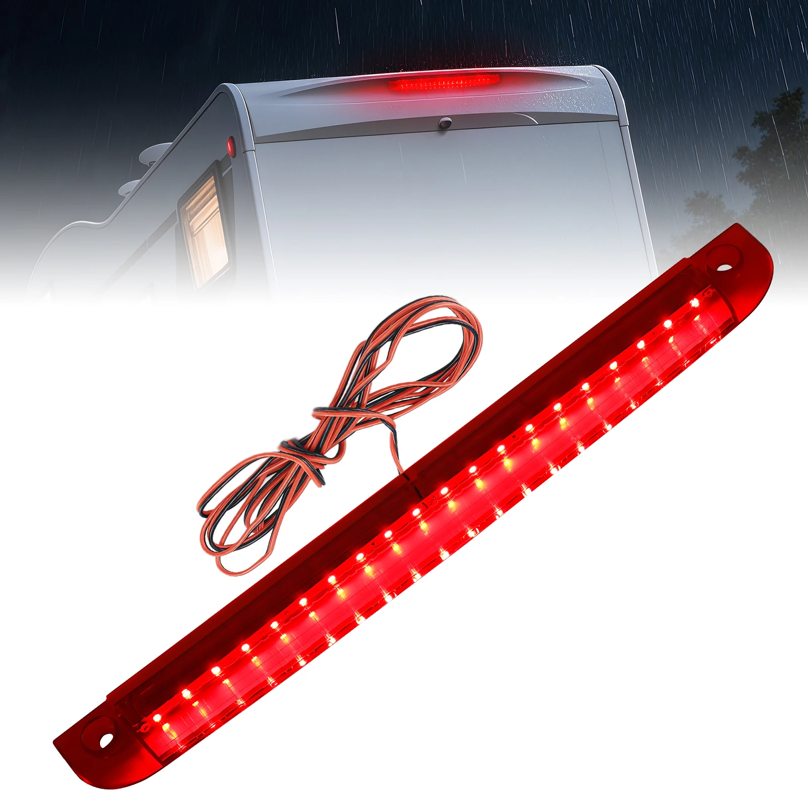 Universal Car LED High Mount Level Third 3RD Brake Stop Rear Tail Light Red 12V LED 42CM Car Motorcycles Replacement Accessories