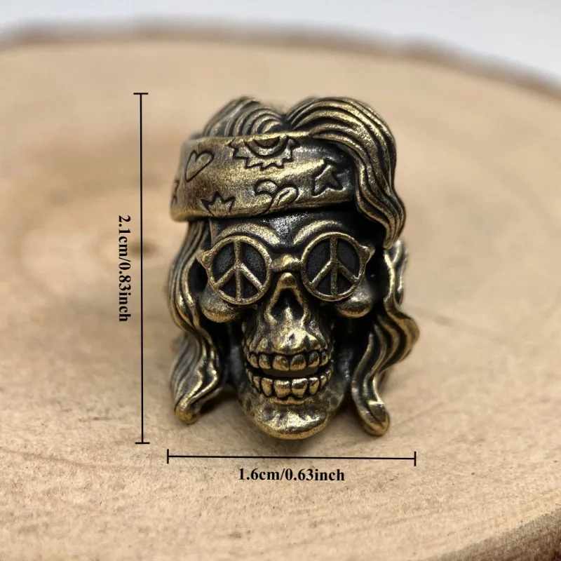 1Pc Punk Skull Brass Knife Beads EDC Outdoor DIY Bracelets Accessories Umbrella Rope Woven Lanyard Pendants