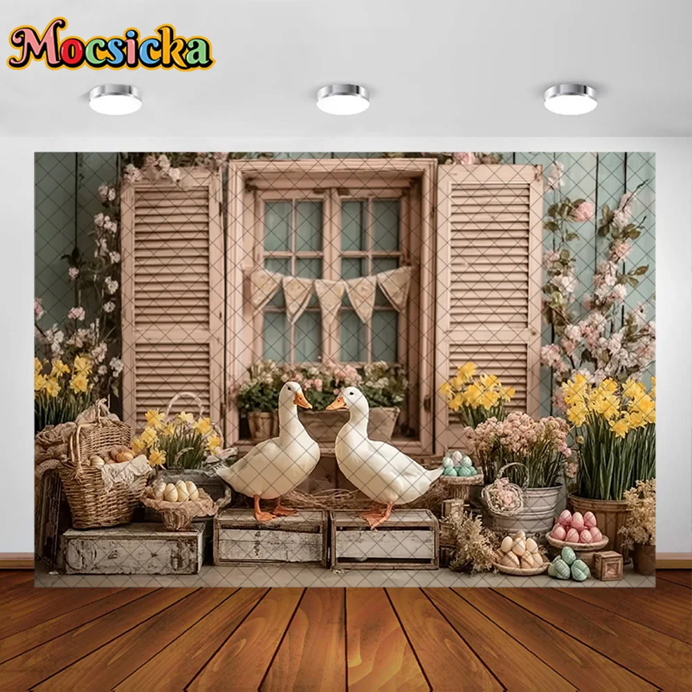 Mocsicka Photography Backdrop Goose Flower Basket Farm Decoration Baby Shower Kids Birthday Party Backgrounds For Photographs