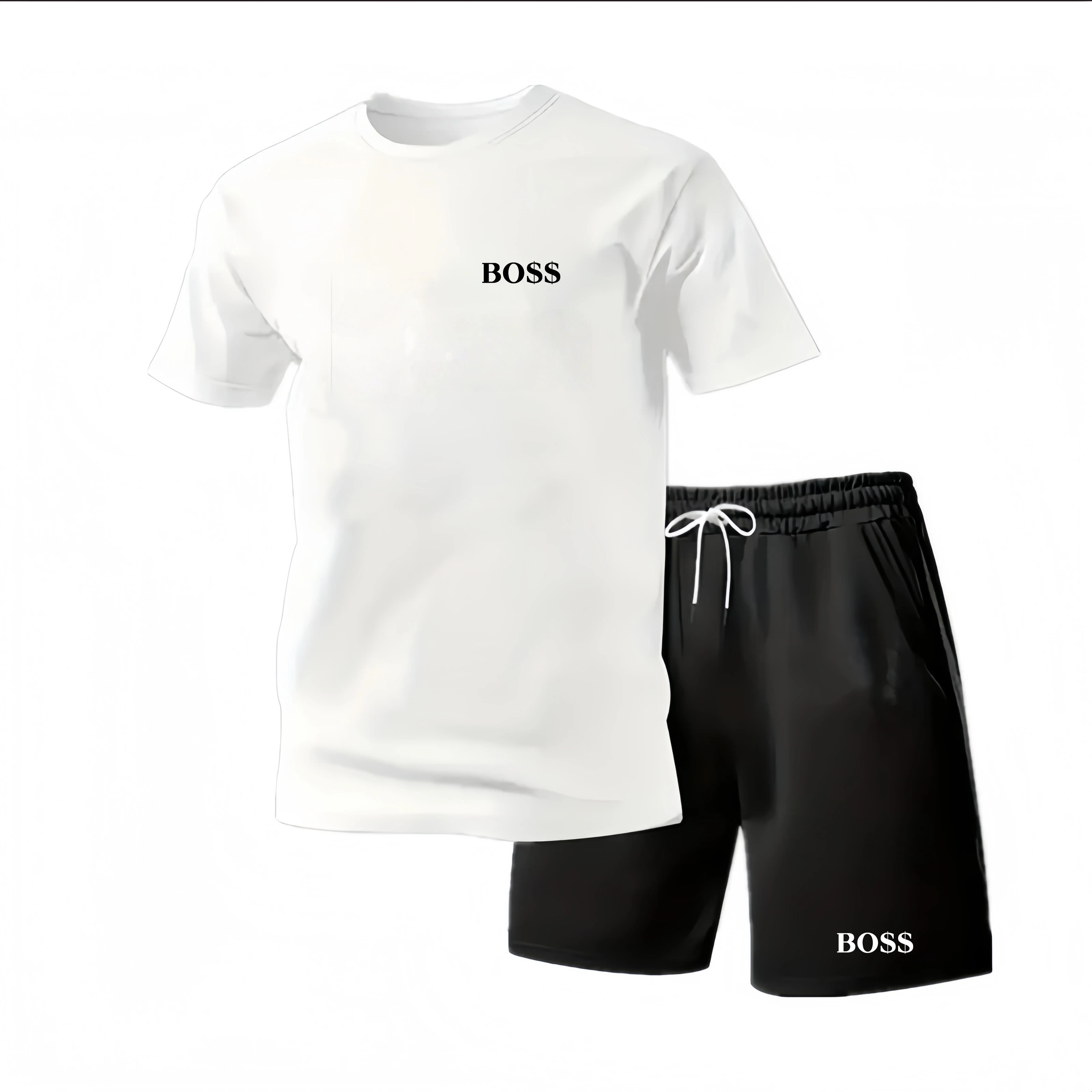 Conjunto deportivo de verano para hombre, camiseta deportiva de manga corta con cuello redondo y pantalones cortos, conjunto deportivo de 2 piezas.