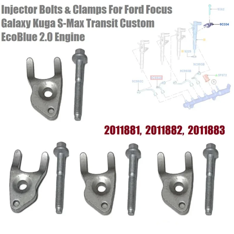Car Fuel Injector Bolts Clamps 2011881 2011882 2011883 For Ford Focus Galaxy Transit Custom Dedicated Fuel Injector Bolts Clamps