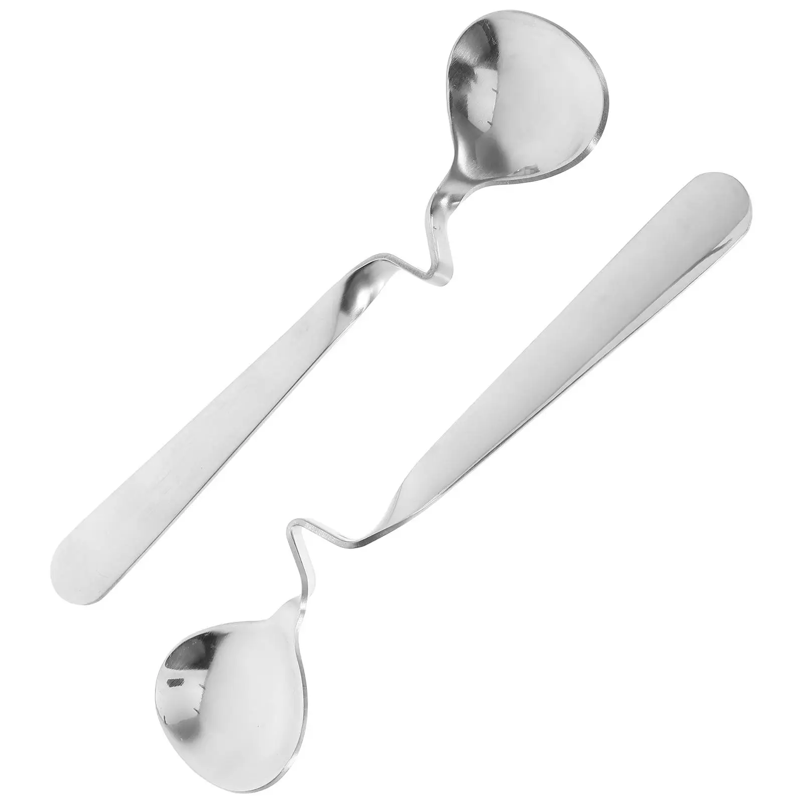 

2PCS Seasoning Spoon Stainless Steel Honey Spoons Curved Handle Mixing Teaspoon Coffee Bar Kitchen Utensils Set