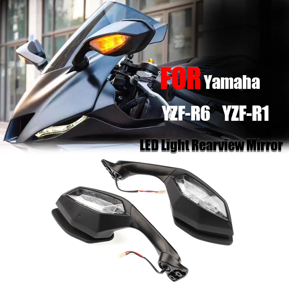 

Black Motorbike Rear View Mirror LED Turn Signal Light Case for Yamaha YZF-R1 2015-2017 YZF-R6 2017 R1 R6