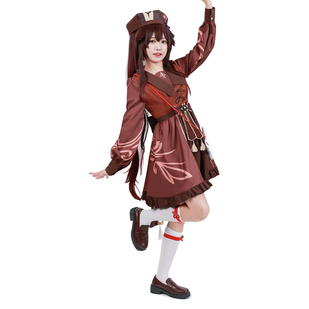 Genshin Impact Hutao Cosplay Kleid Tasche Hut Kostüm Damen Damen Mädchen Lolita Kleid Outfits Halloween Karneval Anzug